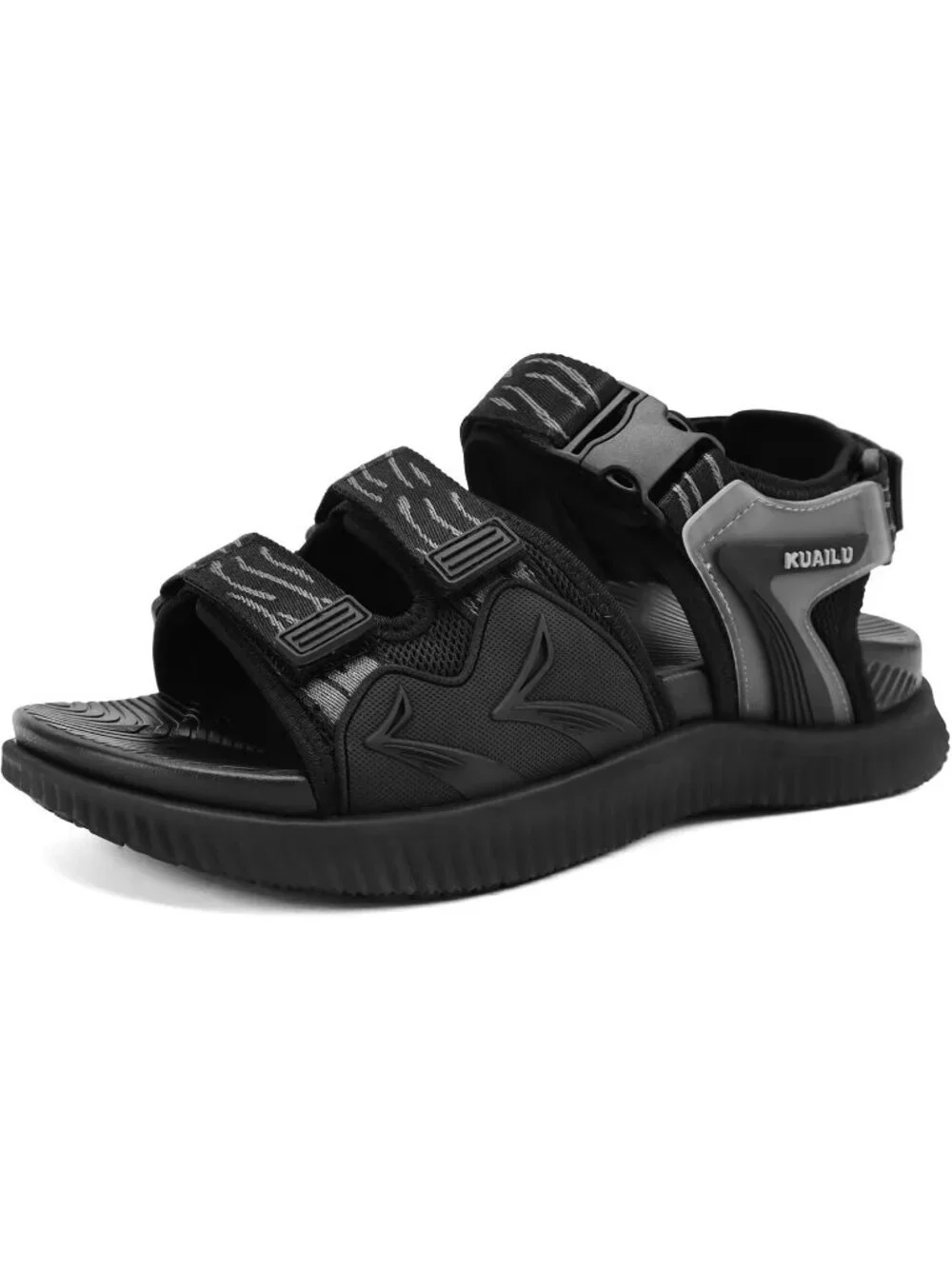 Men's Black Orthopedic Recovery Plantar Fasciitis Open Toe Hiking Sandal Shoes